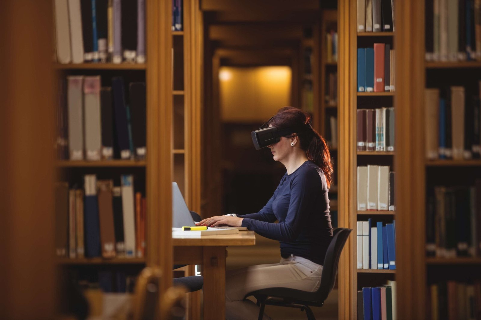 Professional learner using digital technology to develop AI and technology skills